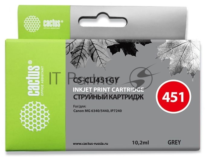 Картридж струйный Cactus CS-CLI451GY серый (10.2 мл) для Canon MG 6340/5440/IP7240