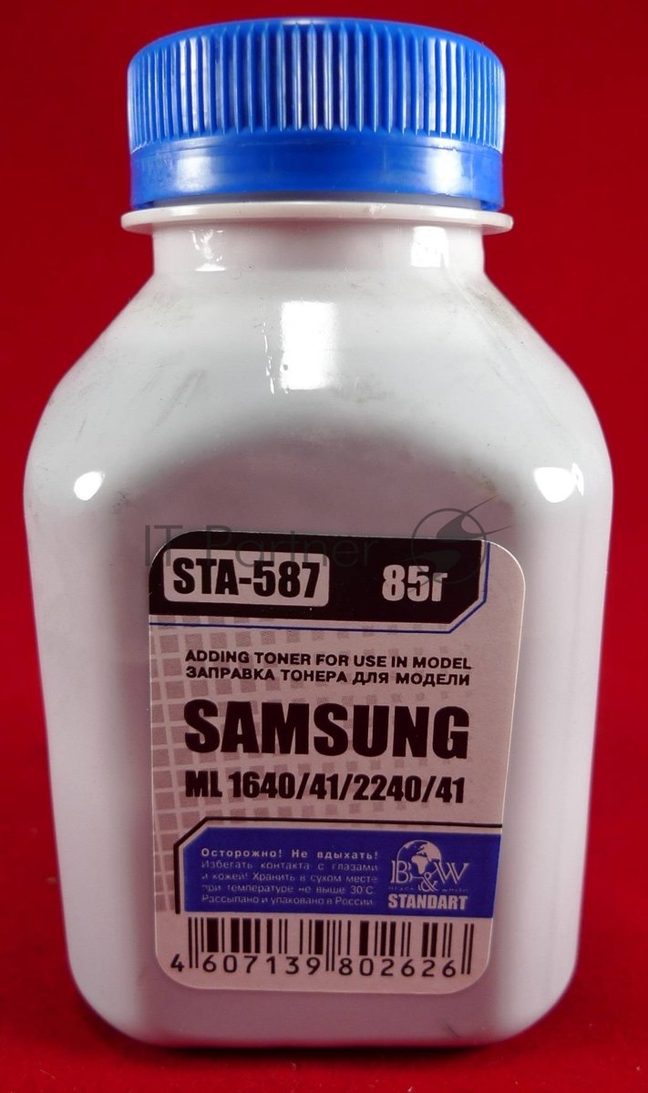 Тонер Samsung ML-1640/41/1910/15/2240/41/SCX 4600/23 (фл, 85г) B&W Standart фас России