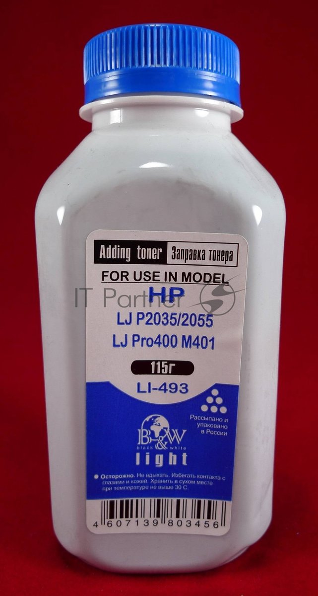 Тонер HP LJ P2035/2055/LJ Pro400 M401/M425 (флакон, 115г) B&W Light фас России
