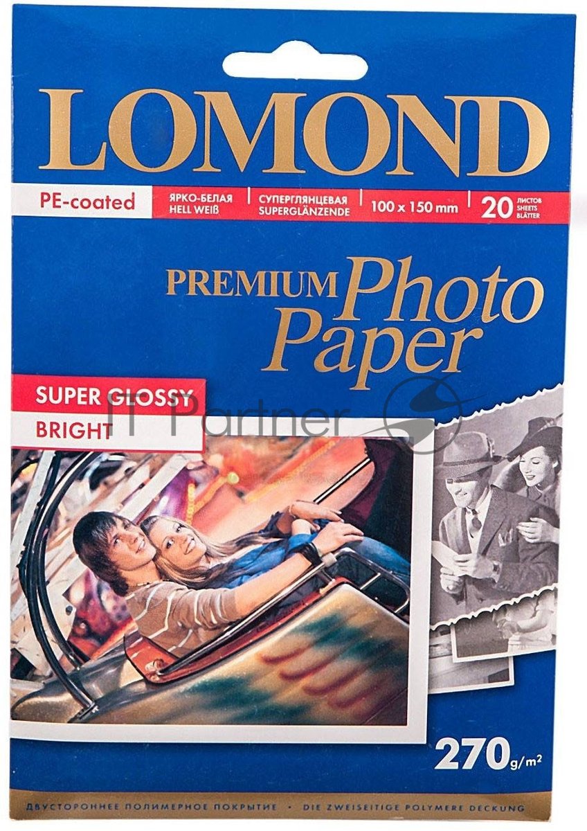 Фотобумага LOMOND 1106102 Одностороняя Суперглянцевая ярко-белая, 270г/м2, A6 (10х15 см), 20 листов, 5760dpi (Super Glossy Bright) микропористая фотобумага для струйной печати