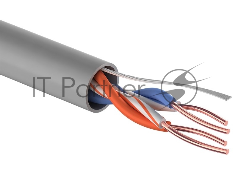 Кабель витая пара PROconnect UTP 2PR 24AWG, CCA, cat.5e, PVC, серый, бухта 305 м