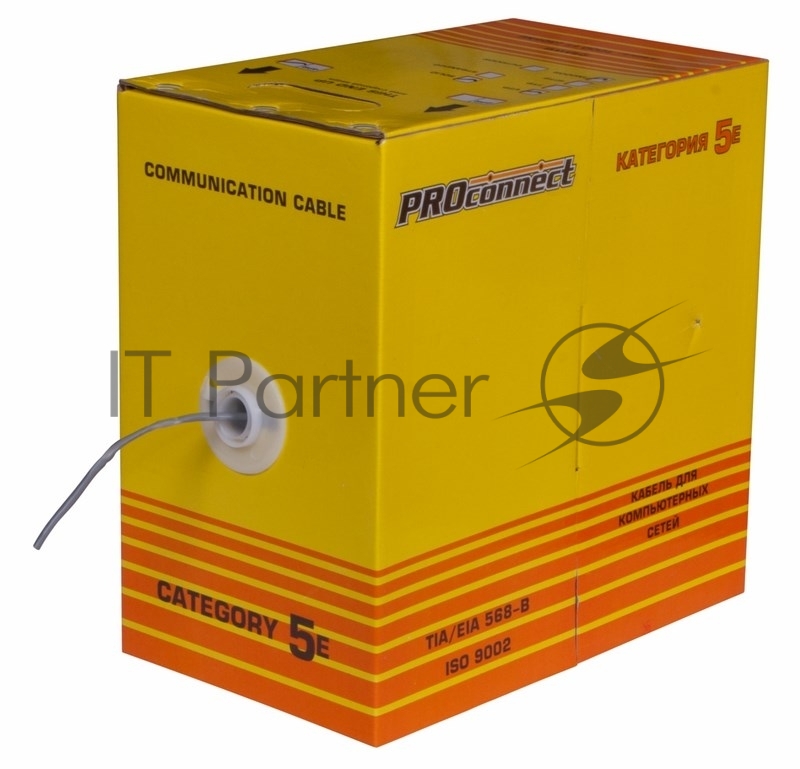 Кабель витая пара PROconnect U/UTP, cat.5e, PVC, 4PR, 24AWG, медный, внутренний, серый, 305 м