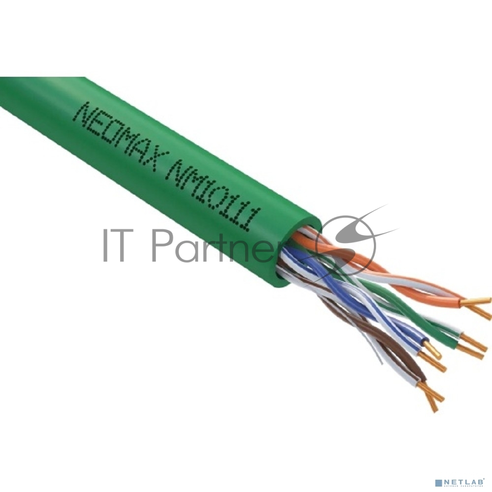 Кабель Кабель NEOMAX [NM10111] U/UTP cat.5e 4 пары (305 м) 0.51 мм (24 AWG) Медь, LSZH;  Fluke Tested, зеленый