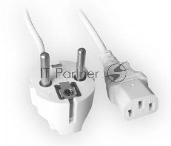 Кабель питания Cablexpert Schuko-C13, VDE, 3х0.75мм2, 10А, с заземлением, 1.8м, белый, пакет [PC-186W-VDE]