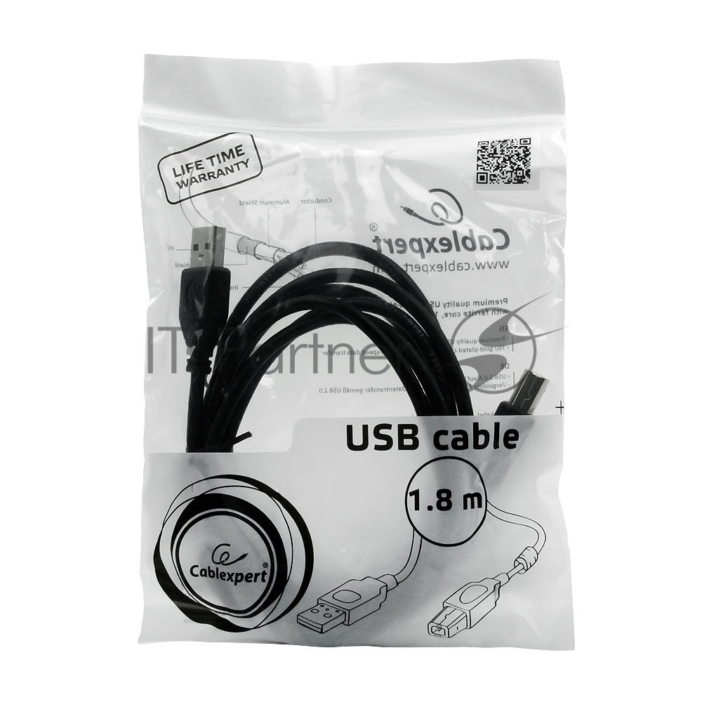 Кабель Gembird USB 2.0 PRO для соед. 1.8м AM/BM позол.конт., фер.кол., пакет