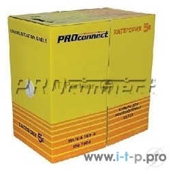 PROconnect (01-0152) Кабель витая пара, F/UTP, CAT 5е, PVC, 4PR, 24AWG, INDOOR, SOLID, серый, 305м