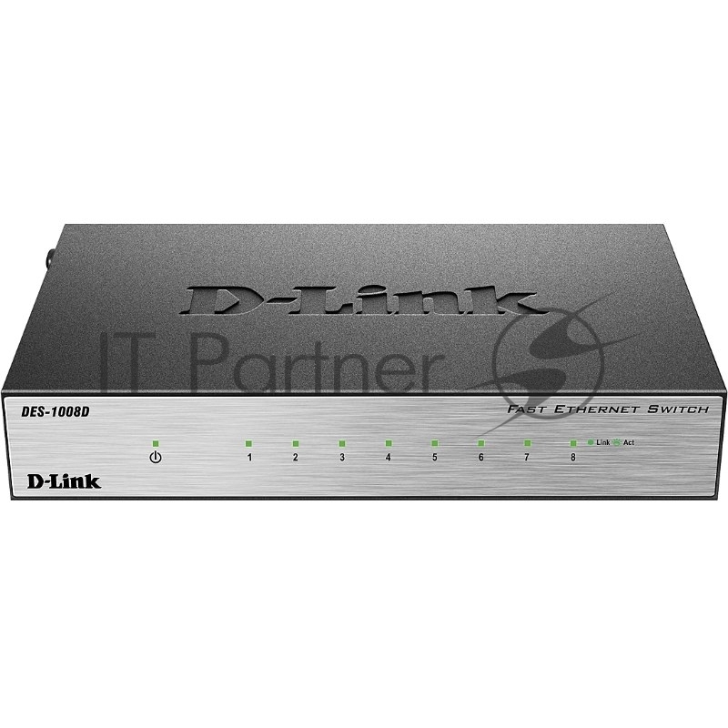 Коммутатор D-Link DES-1008D/(K2A/K3A)RU/J1A/J2A/L2A/L2B, 8×100 Мбит/с, неуправляемый