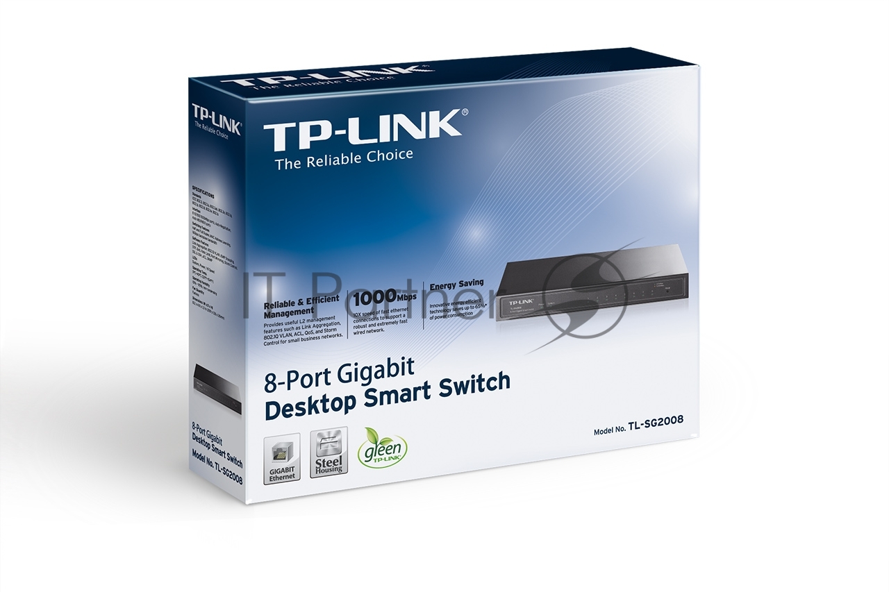 Коммутатор TP-Link SMB TL-SG2008 8-port Pure-Gigabit Desktop Smart Switch, 8 10/100/1000Mbps RJ45 ports, Tag-based VLAN, STP/RSTP/MSTP, IGMP V1/V2/V3 Snooping, DHCP Filtering, 802.1P Qos, Rate Limiting, Voice VLAN,