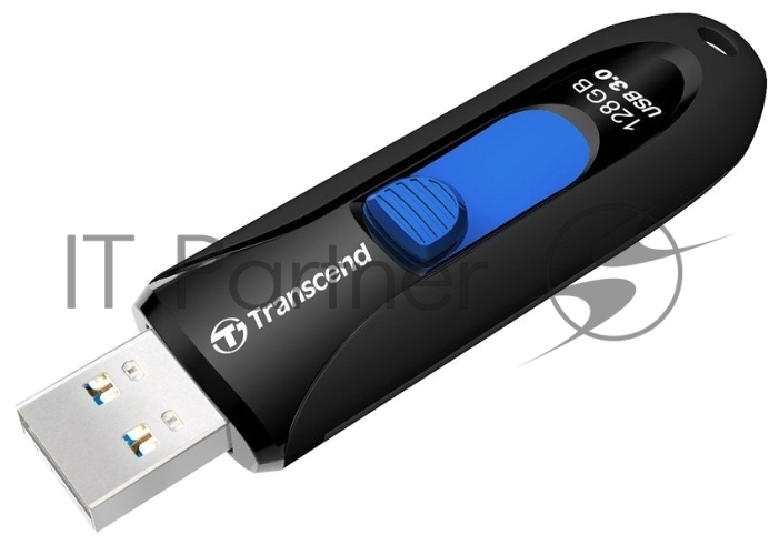 Флешка USB Transcend JetFlash 790 (TS128GJF790K), 128Gb, USB 3.0, R/W 90/40, черный/синий
