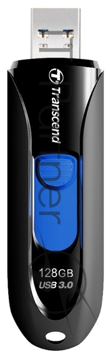 Флешка USB Transcend JetFlash 790 (TS128GJF790K), 128Gb, USB 3.0, R/W 90/40, черный/синий