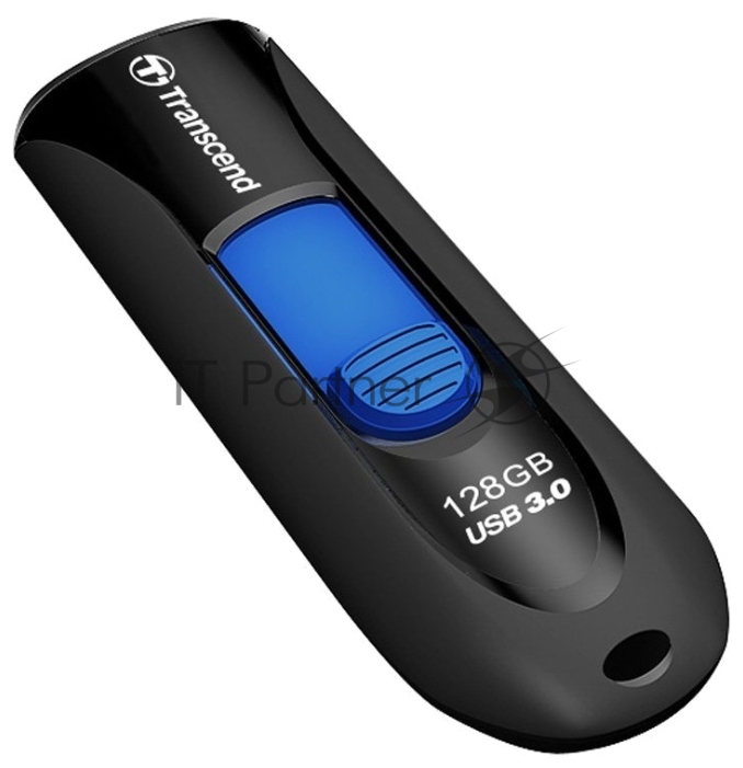 Флешка USB Transcend JetFlash 790 (TS128GJF790K), 128Gb, USB 3.0, R/W 90/40, черный/синий