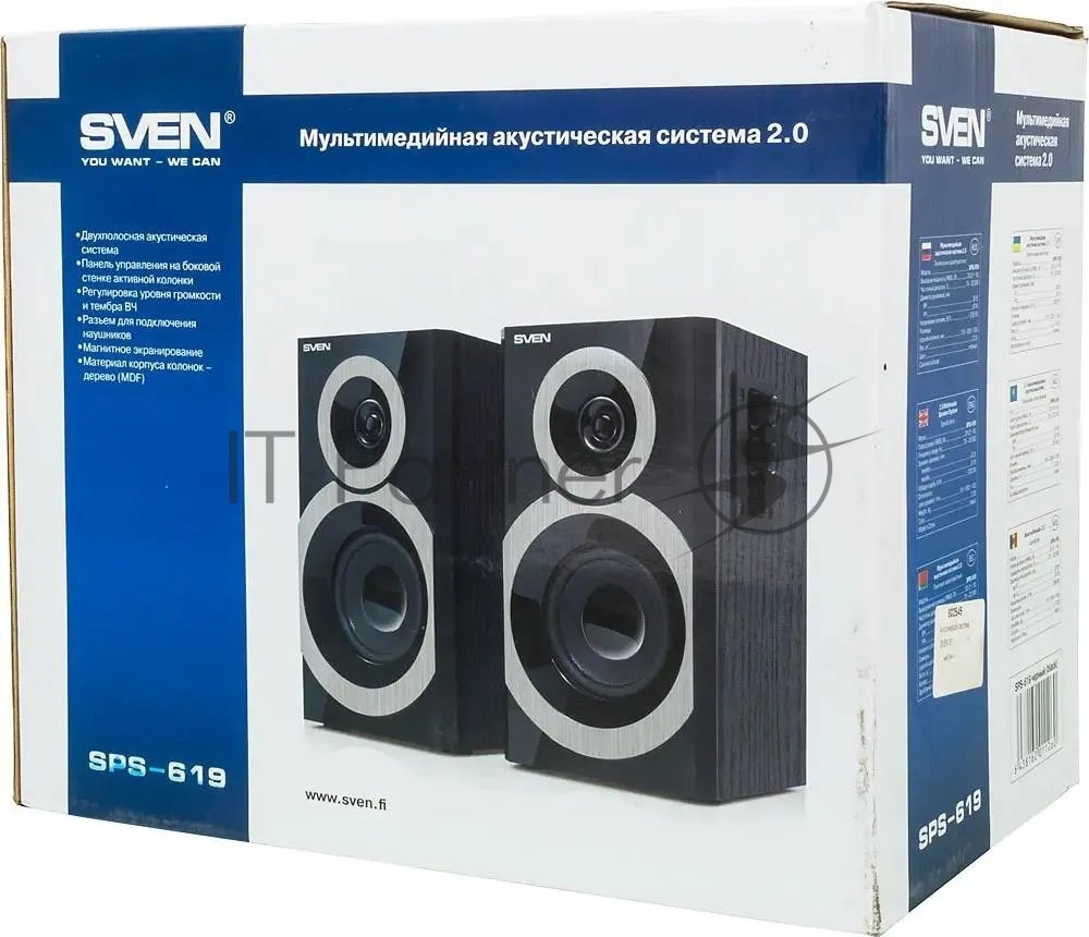 Акустическая система Sven SPS-619 2.0 черный 20Вт