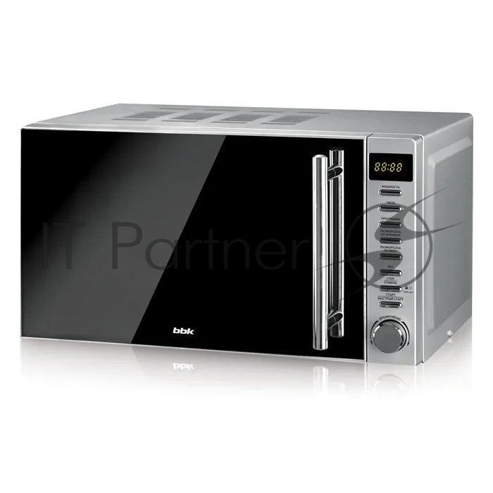 Микроволновая печь BBK 20MWS-721T/BS-M серебристый, 20 л, 700 Вт, переключатели - кнопки, поворотный механизм