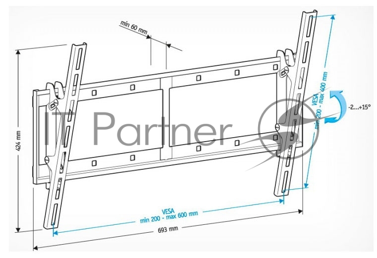 Кронштейн для телевизора Holder LCD-T6606 черный 42"-65" макс.60кг настенный наклон