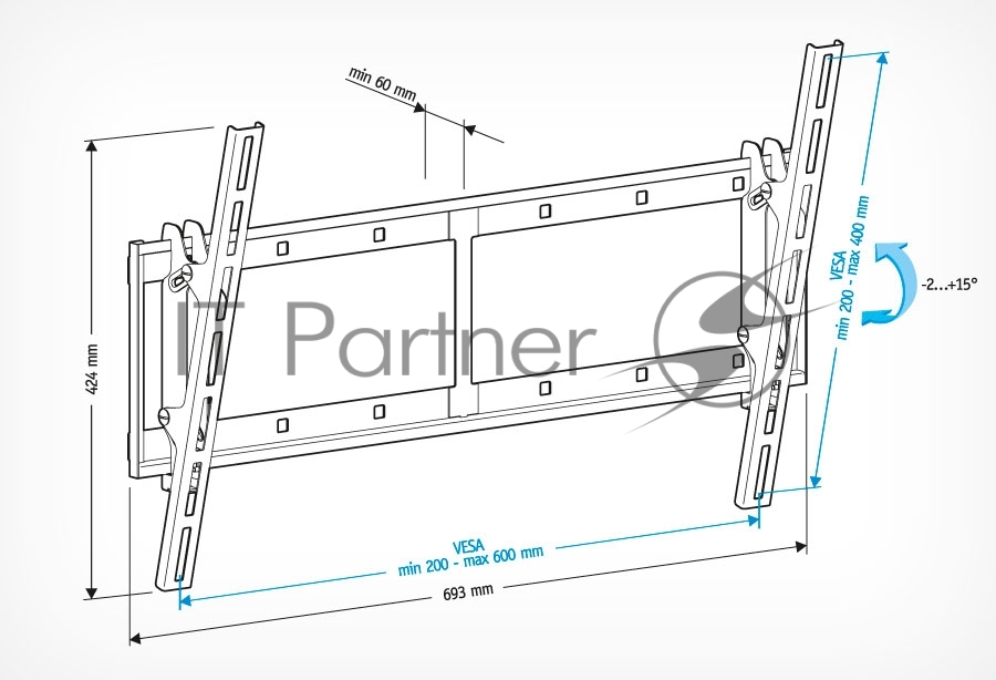 Кронштейн для телевизора Holder LCD-T6606 черный 42"-65" макс.60кг настенный наклон