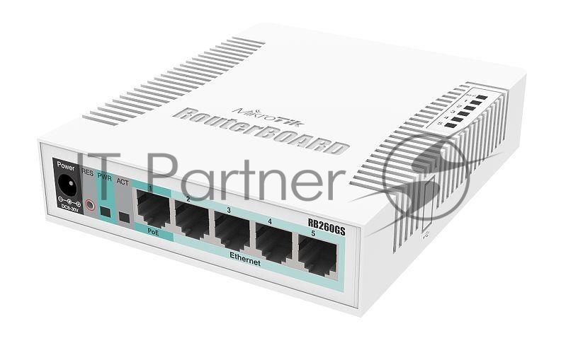 Маршрутизатор MIKROTIK RB260GS CSS106-5G-1S (r2) 5-port Gigabit smart switch with SFP cage, SwOS, plastic case, PSU {20}, (002310)