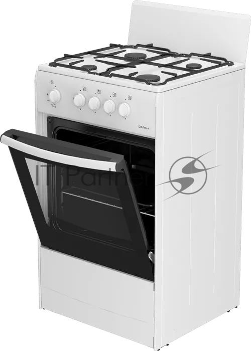 Плита газовая Darina S GM 441 001 W белый/черный, конфорок 4 шт, духовка 50 л, 50 см x 85 см x 51 см