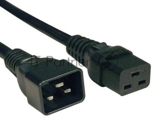 Кабель питания Hyperline PWC-IEC19-IEC20-3.0-BK, IEC C19-C20, 16A, 3м, черный