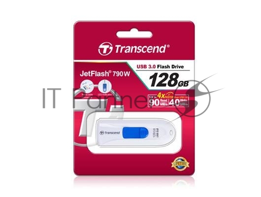 Флешка USB Transcend Jetflash 790 (TS128GJF790W), 128Gb, USB 3.0, R/W 90/40, белый