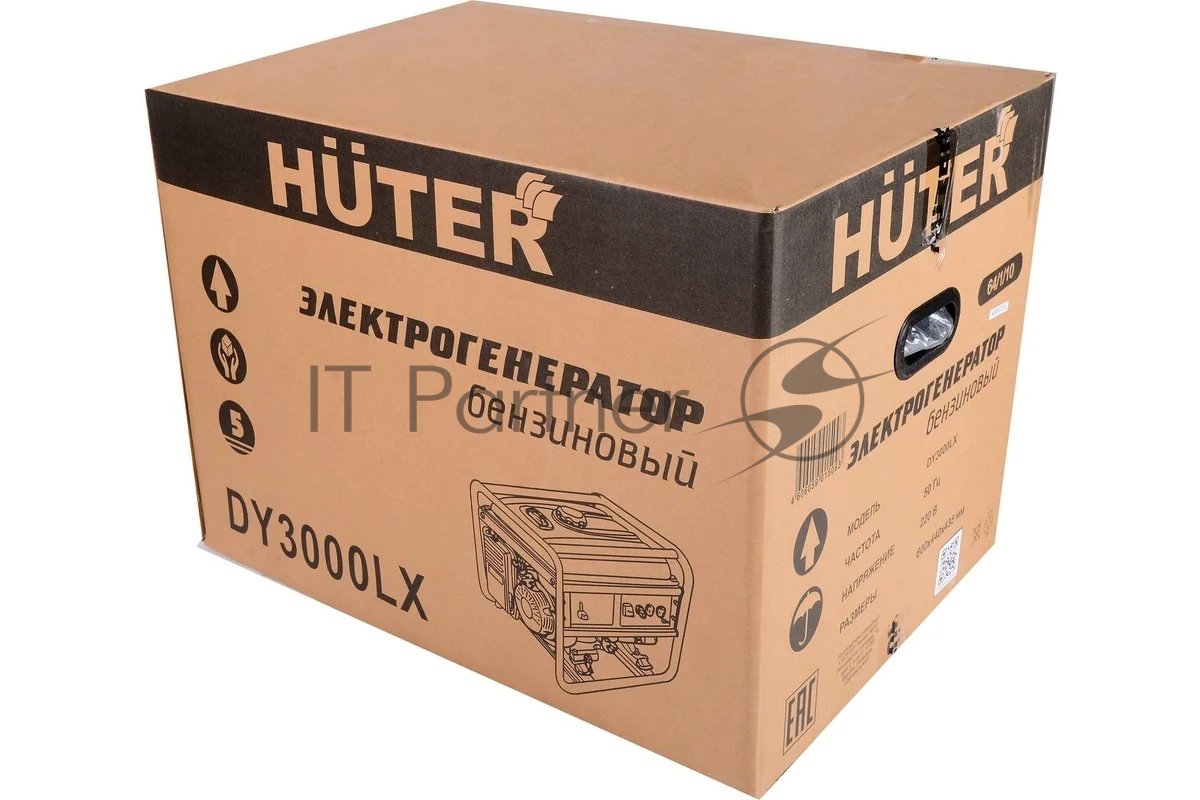 Huter DY3000LX 64/1/10 Электрогенератор {электростартер четырехтактный, 2500Вт, 220В/50Гц,77Дб, принудительное охлаждение, бак 12л,расход бензина 395 г/кВтч, расход масла 6,8, габариты 560х450х4 44кг}