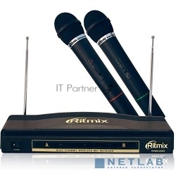 Микрофон радио Ritmix RWM-220 черный беспроводные 2 шт в комплекте