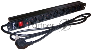 Блок розеток 19" 8 шт., 16A 250V, шнур питания 1.8 м