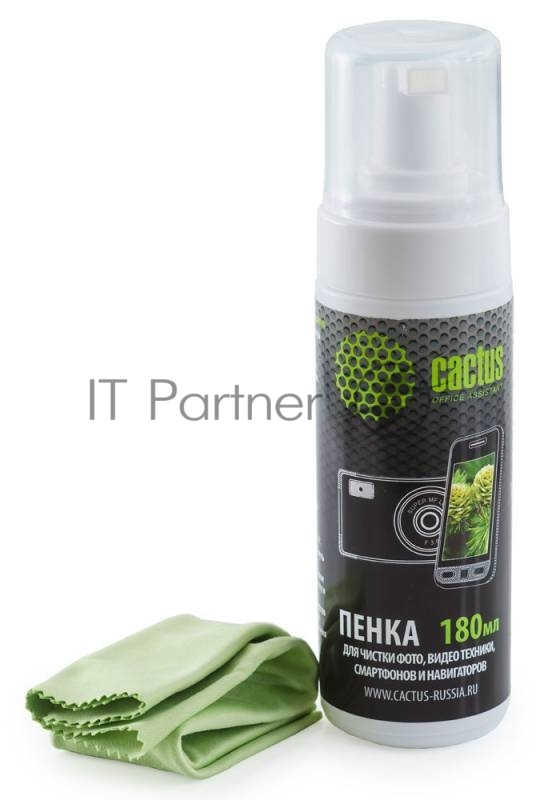 Чистящий набор (салфетки + пена) Cactus CS-S3006 для экранов и оптики 1 шт 18x18 см 180 мл