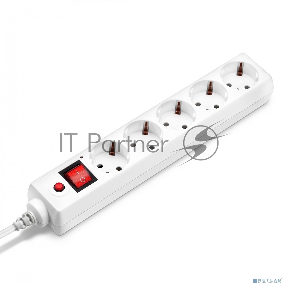 Сетевой фильтр Buro 500SH-1.8-UPS-W 1.8м, 5 розеток, белый, коробка