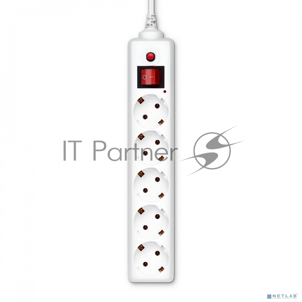 Сетевой фильтр Buro 500SH-1.8-UPS-W 1.8м, 5 розеток, белый, коробка