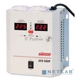 Стабилизатор напряжения Powerman AVS-500P (220В±8% 500ВА,5А,КПД 98%, циф. индикация вх./вых.)