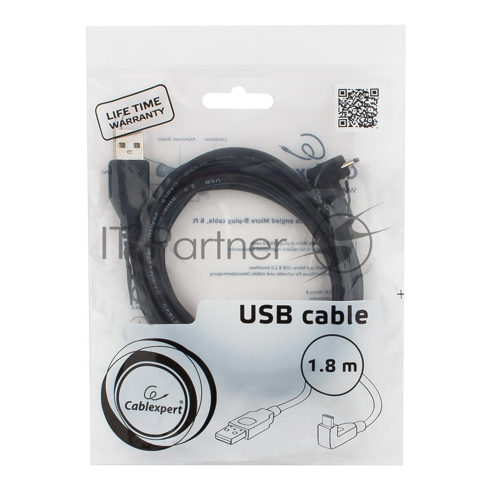 Gembird/Cablexpert Pro CCP-mUSB2-AMBM90-6, AM/microBM 5P, 1,8м, угловой, экран, черный