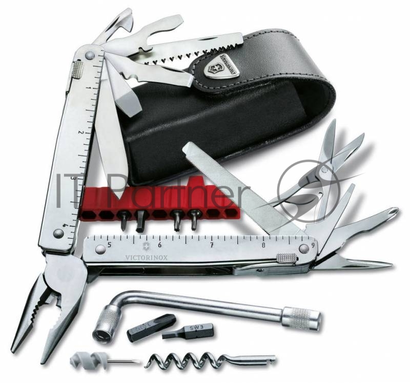 Мультитул Victorinox SwissTool X Plus (3.0338.L) 115мм 37функц. мини-отвертка/штопор/набор бит/чехол кожаный серебристый карт.коробка