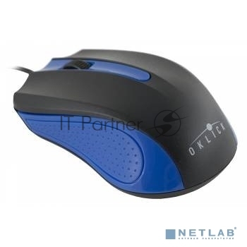 Мышь проводная Oklick 225M черный/синий, 1200 dpi, USB, кнопки - 3