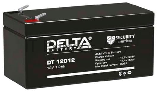 Аккумулятор Delta DT 12012, 12В, 1.2Ач, AGM
