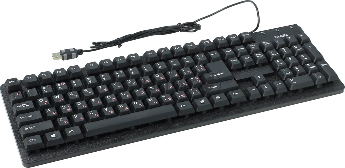 Клавиатура SVEN Standard 301 проводная, USB Type-A, чёрный