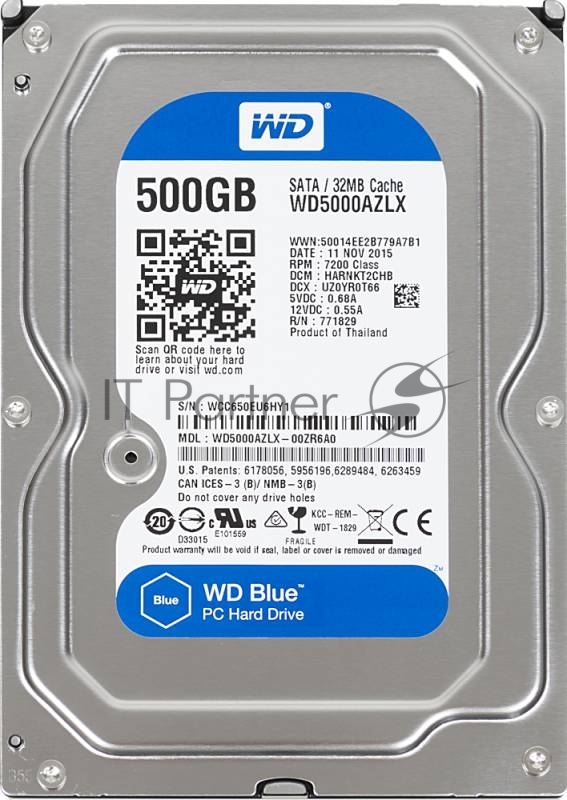 Жесткий диск Western Digital Original SATA-III 500Gb WD5000AZLX Blue (7200rpm) 32Mb 3.5"