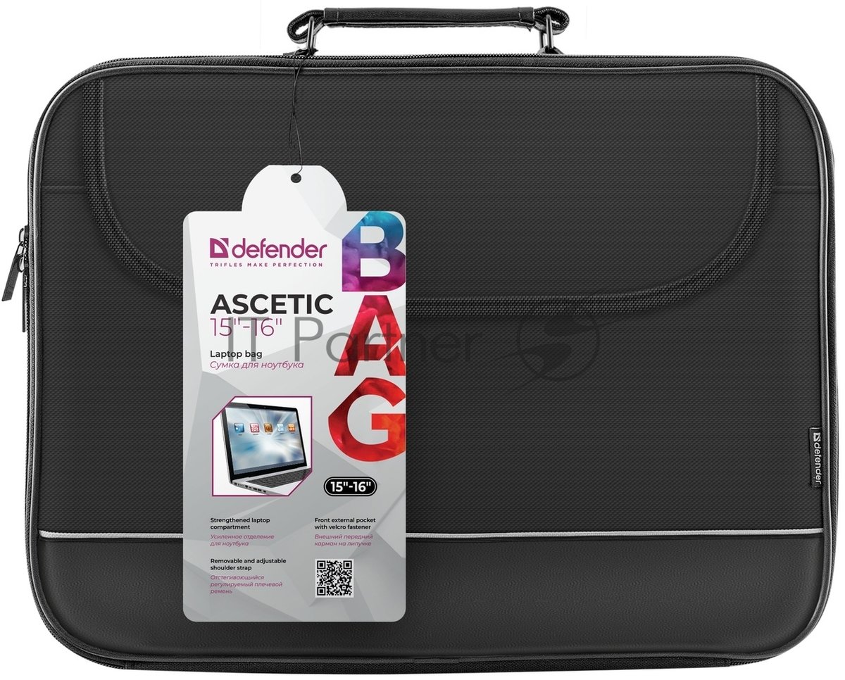 Сумка для ноутбука Defender Ascetic 15"-16" черный, жесткий каркас, карман 