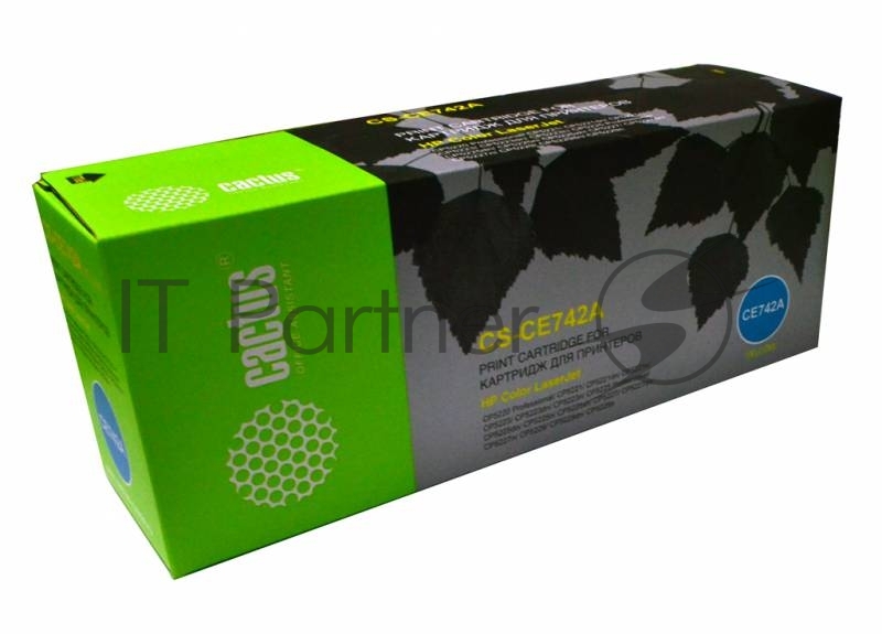 Картридж лазерный Cactus CS-CE742A желтый (7300 стр.) для HP CLJ CP5220/CP5221/CP5223/CP5225/CP5227/CP5229