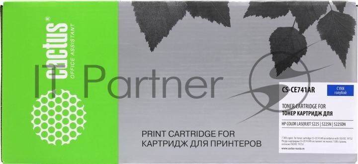 Картридж лазерный Cactus CS-CE741A голубой (7300 стр.) для HP CLJ CP5220/CP5221/CP5223/CP5225/CP5227/CP5229