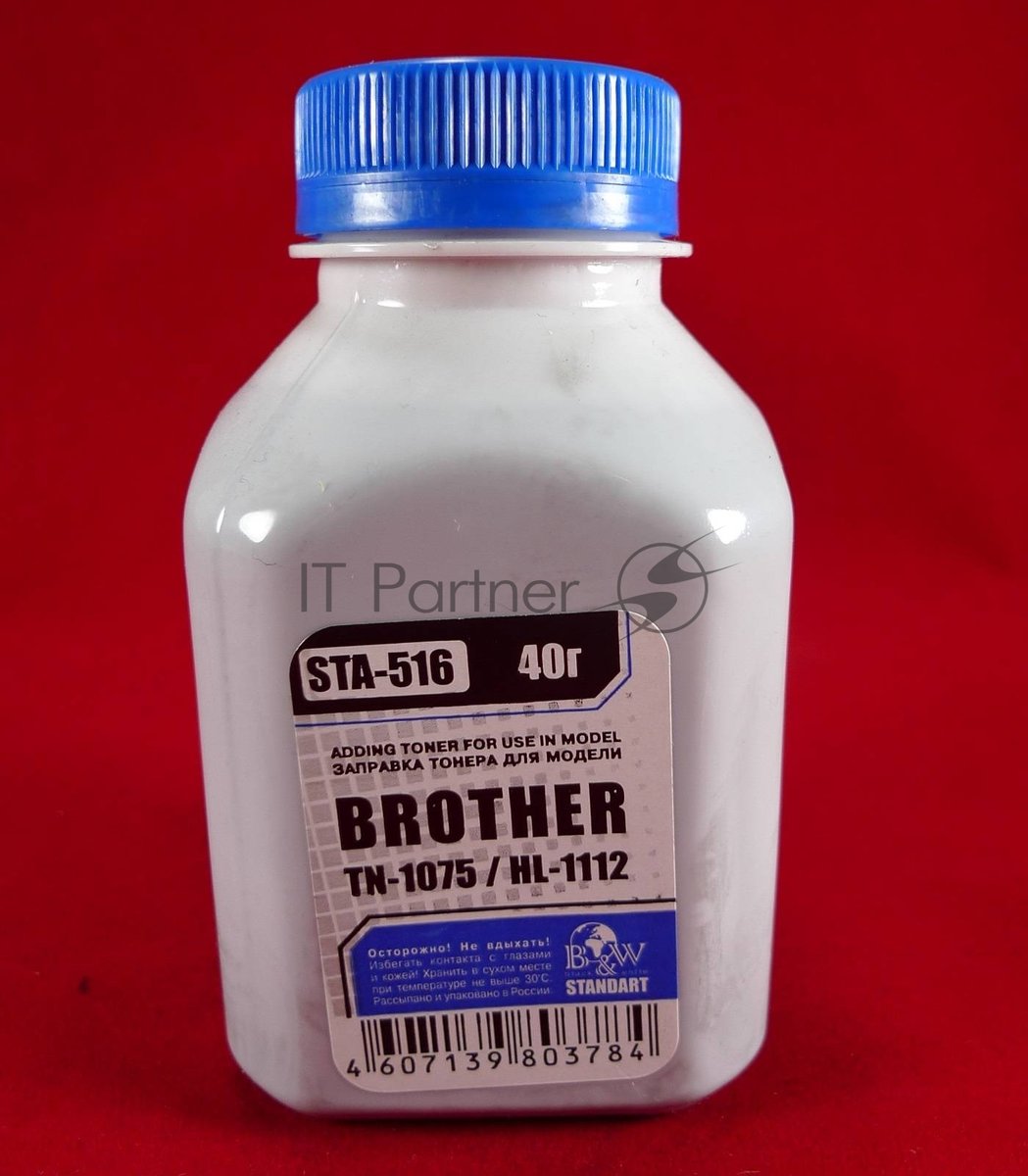 Тонер Brother TN 1075/1070/1060/1050/1040/1030/1020/1010/1000 HL-1112/1110/1111/1118 (фл. 40г) B&W Standart фас.Россия