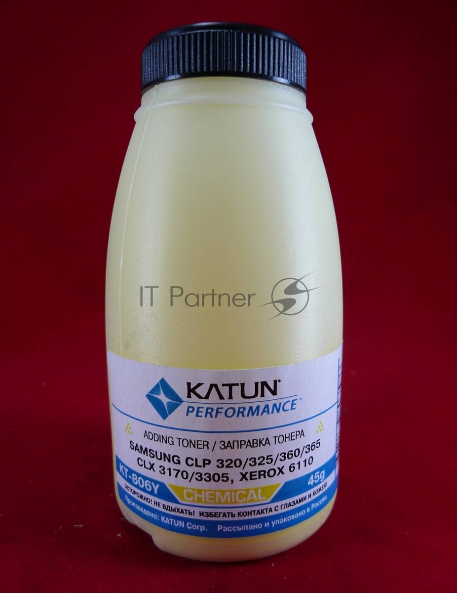 Тонер Samsung CLP 320/325/360/365, CLX 3170/3305, Xerox 6110 yellow, химический (фл.45г.) Katun фас. Россия