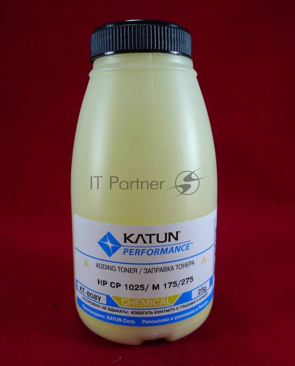 Тонер для картриджей CE312A Yellow, химический (фл.25г.) Katun фас.Россия