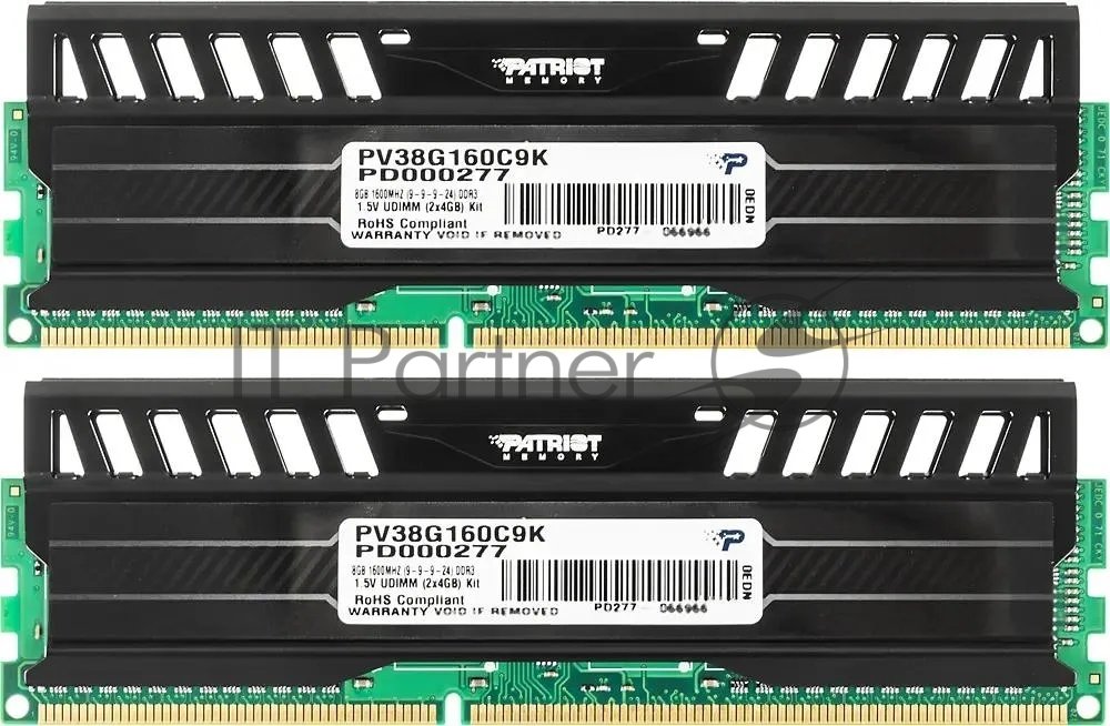 Оперативная память Patriot Viper 3, DDR3, 8GB (2x4 GB), 1600 MHz, CL9, DIMM, радиатор, черный