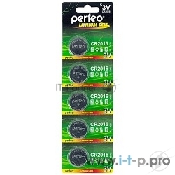 Батарейка Perfeo CR2016/5BL Lithium Cell