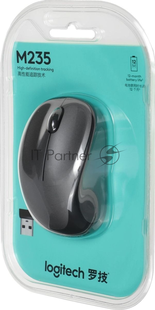 Мышь беспроводная Logitech M235 Colt Matte |910-002201| серая, оптическая, 1000dpi, 2.4  GHz/USB-ресивер (Logitech Unifying®) {10}