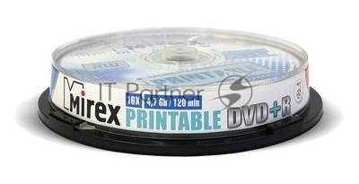 Диск DVD+R Mirex 4.7 Gb, 16x, Cake Box (10), Ink Printable (10/300)