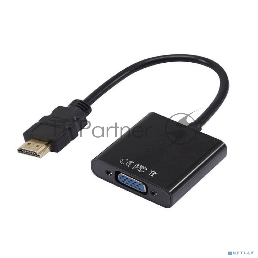 Кабель-адаптер HDMI M-->VGA 15F ORIENT C050, для подкл.монитора/проектора к выходу HDMI 