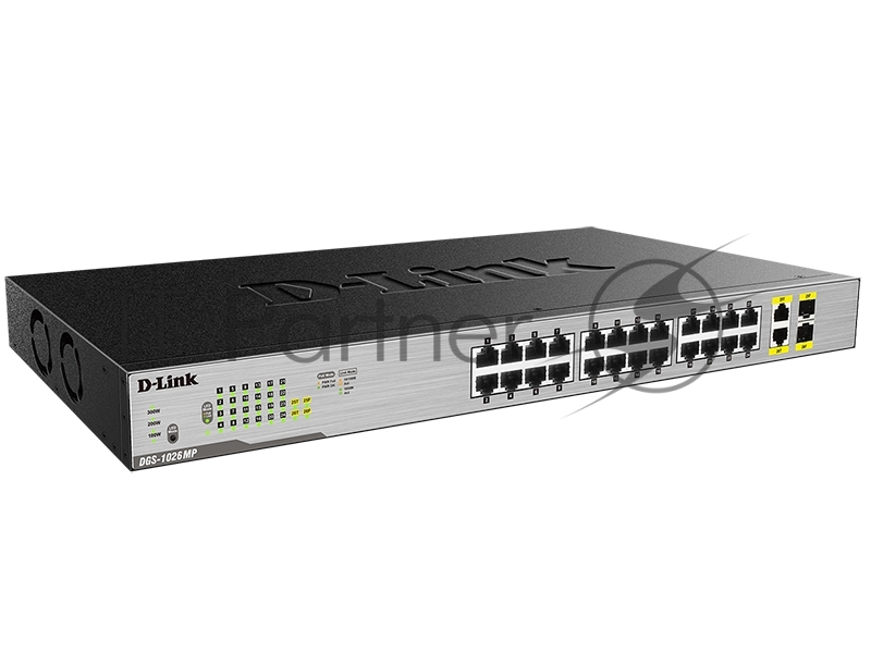 D-Link <DGS-1026MP  /A1A> Неуправляемый коммутатор (24UTP 1000Mbps  PoE+ 2Combo 1000BASE-T/SFP)