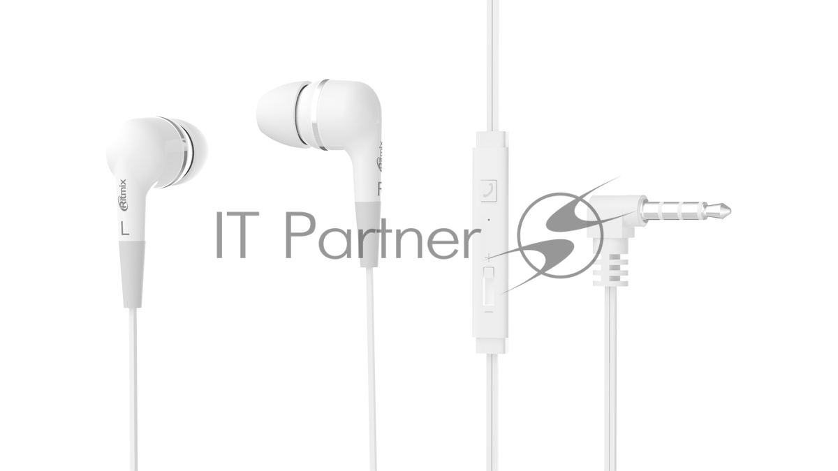 Проводные наушники Ritmix RH-112M белый, вкладыши, Jack 3.5 мм, микрофон на кабеле