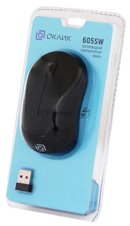 Мышь беспроводная Oklick 605SW черный, 1200 dpi, радиоканал, USB, кнопки - 3
